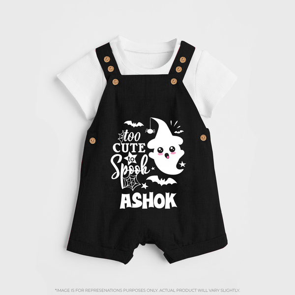 Too Cute Spooh Dungaree Set | Personalized Baby Dungaree Set for Spooky Fun - BLACK - 0 - 5 Months Old (Chest 18")