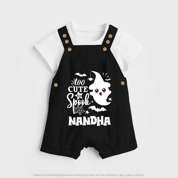 Too Cute To Spook Ghost Print Baby Dungaree - BLACK - 0 - 5 Months Old (Chest 18")