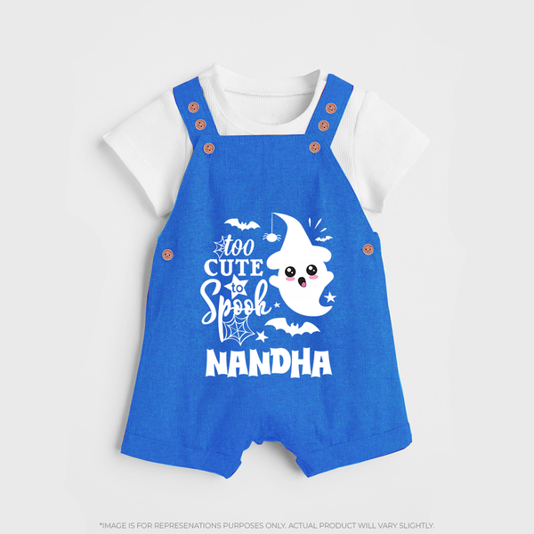 Too Cute To Spook Ghost Print Baby Dungaree - COBALT BLUE - 0 - 5 Months Old (Chest 18")
