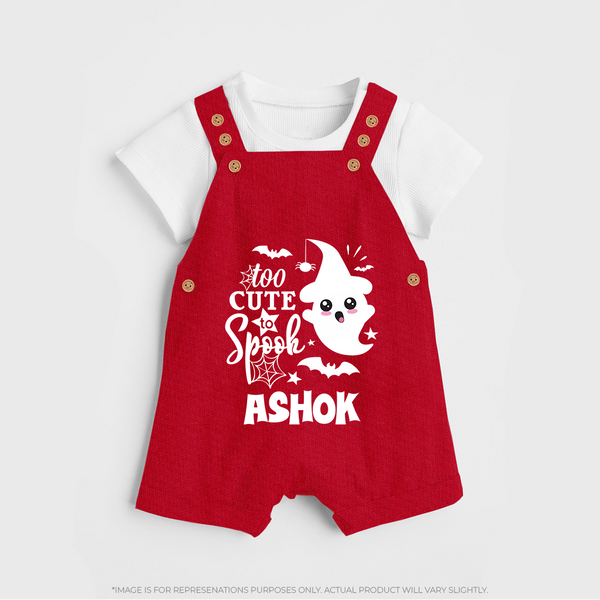 Too Cute Spooh Dungaree Set | Personalized Baby Dungaree Set for Spooky Fun - RED - 0 - 5 Months Old (Chest 18")