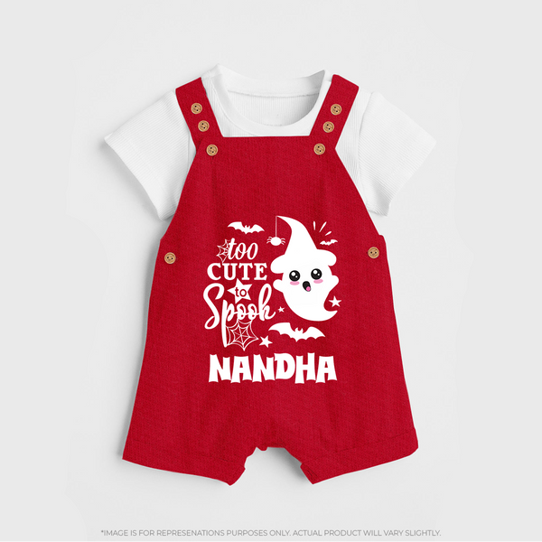 Too Cute To Spook Ghost Print Baby Dungaree - RED - 0 - 5 Months Old (Chest 18")