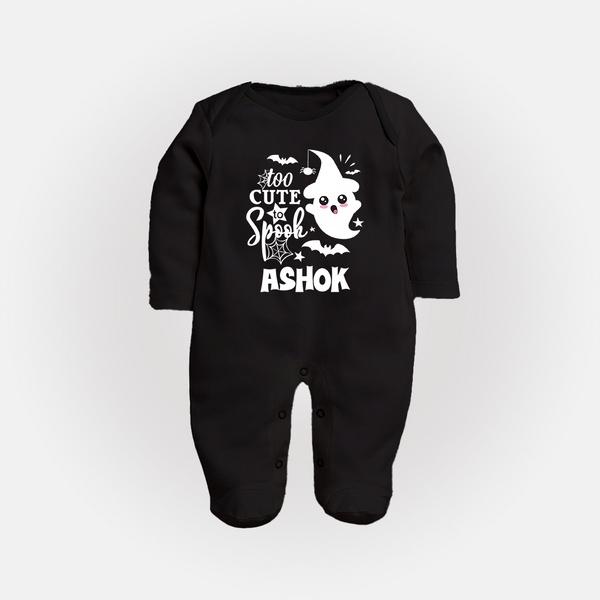 Too Cute Spooh Sleep Suit | Personalized Baby Sleep Suit for Spooky Fun - BLACK - New Born (Chest 7.5")