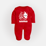 Too Cute To Spook Ghost Print Baby Full Body Suit - RED - New Born (Chest 7.5")