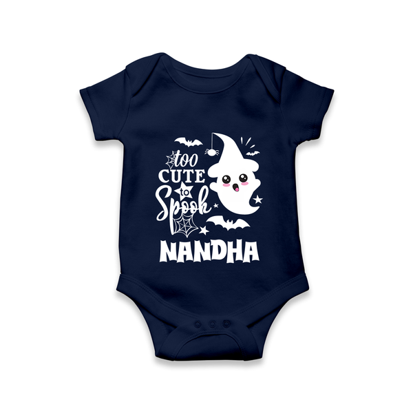 Too Cute To Spook Ghost Print Baby Romper  - NAVY BLUE - New Born (Chest 14")