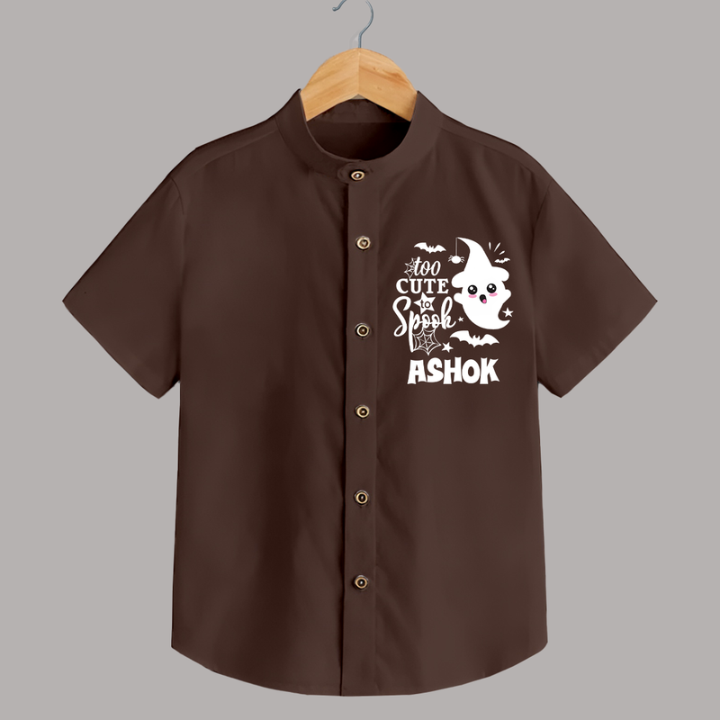 Too Cute Spooh Shirt | Personalized Baby Shirt for Spooky Fun - CHOCOLATE BROWN - 0 - 6 Months Old (Chest 23")