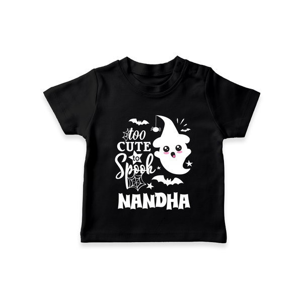 Too Cute To Spook Ghost Print Baby Tshirt - BLACK - 0-5 Months Old (Chest 17")
