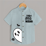 Too Cute To Spook Ghost Print Kids Shirt  - ARCTIC BLUE - 0 - 6 Months Old (Chest 23")