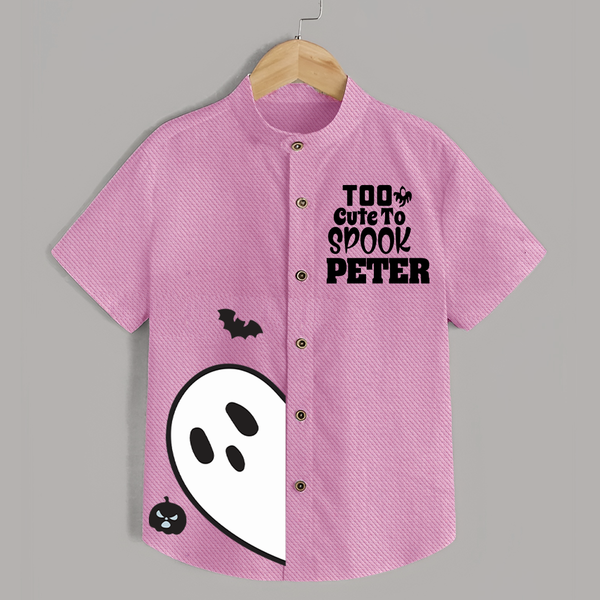 Too Cute Too Spook Shirt | Personalized Kids Named Shirt for Halloween - BABY PINK - 0 - 6 Months Old (Chest 23")