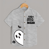 Too Cute To Spook Ghost Print Kids Shirt  - GREY - 0 - 6 Months Old (Chest 23")