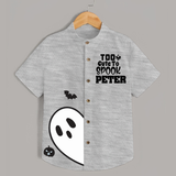 Too Cute Too Spook Shirt | Personalized Kids Named Shirt for Halloween - GREY - 0 - 6 Months Old (Chest 23")