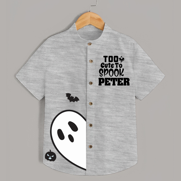 Too Cute Too Spook Shirt | Personalized Kids Named Shirt for Halloween - GREY - 0 - 6 Months Old (Chest 23")