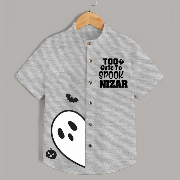 Too Cute To Spook Ghost Print Kids Shirt  - GREY - 0 - 6 Months Old (Chest 23")