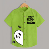 Too Cute To Spook Ghost Print Kids Shirt  - LIME GREEN - 0 - 6 Months Old (Chest 23")