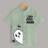 Too Cute To Spook Ghost Print Kids Shirt  - MINT GREEN - 0 - 6 Months Old (Chest 23")