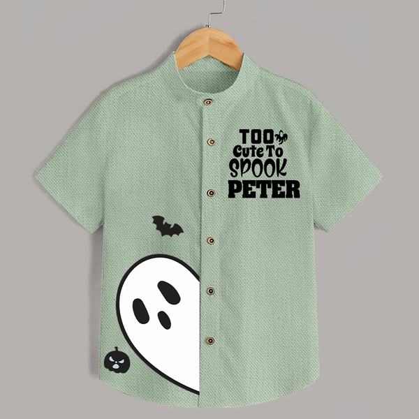 Too Cute Too Spook Shirt | Personalized Kids Named Shirt for Halloween - MINT GREEN - 0 - 6 Months Old (Chest 23")