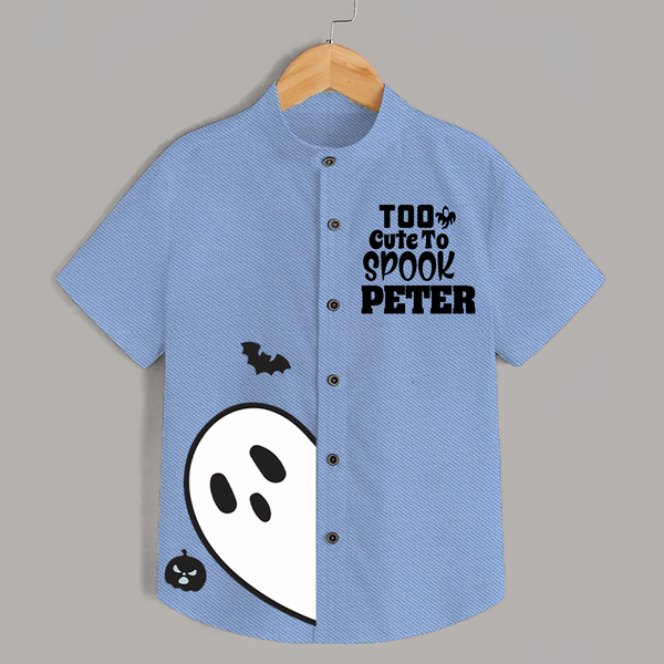 Too Cute Too Spook Shirt | Personalized Kids Named Shirt for Halloween - SKY BLUE - 0 - 6 Months Old (Chest 23")