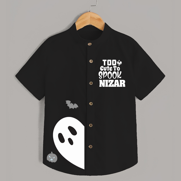 Too Cute To Spook Ghost Print Kids Shirt  - BLACK - 0 - 6 Months Old (Chest 23")
