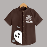 Too Cute To Spook Ghost Print Kids Shirt  - CHOCOLATE BROWN - 0 - 6 Months Old (Chest 23")