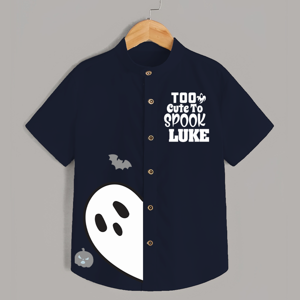 Too Cute Too Spook Shirt | Personalized Kids Named Shirt for Halloween - NAVY BLUE - 0 - 6 Months Old (Chest 23")