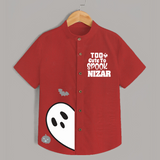 Too Cute To Spook Ghost Print Kids Shirt  - RED - 0 - 6 Months Old (Chest 23")