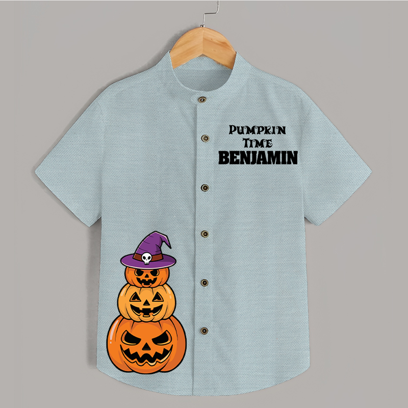 Pumpkin Time Shirt | Custom Kids Shirt for Spooky Fun - ARCTIC BLUE - 0 - 6 Months Old (Chest 23")