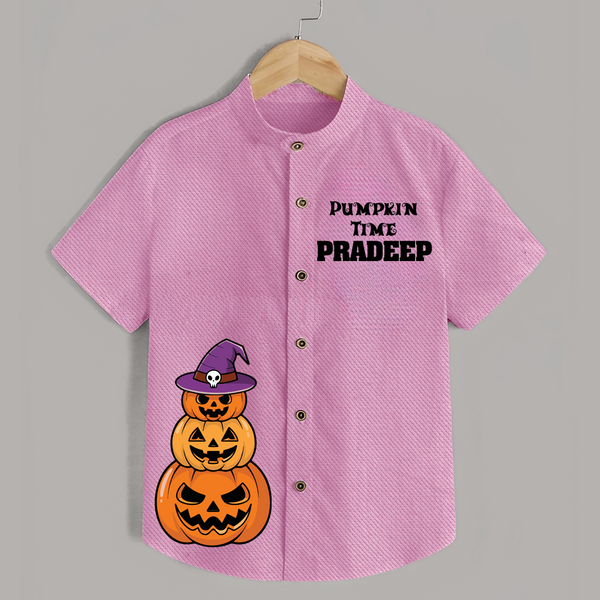 Pumpkin Time Halloween Print Kids Shirt  - BABY PINK - 0 - 6 Months Old (Chest 23")