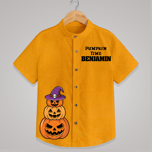 Pumpkin Time Shirt | Custom Kids Shirt for Spooky Fun - CHROME YELLOW - 0 - 6 Months Old (Chest 23")