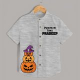 Pumpkin Time Halloween Print Kids Shirt  - GREY - 0 - 6 Months Old (Chest 23")