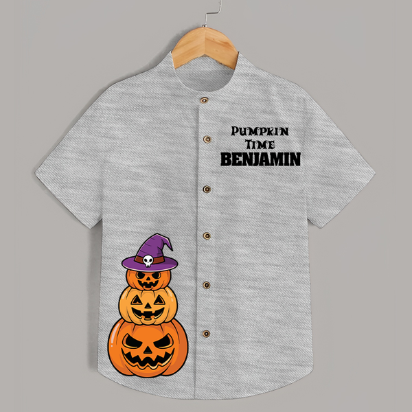 Pumpkin Time Shirt | Custom Kids Shirt for Spooky Fun - GREY - 0 - 6 Months Old (Chest 23")