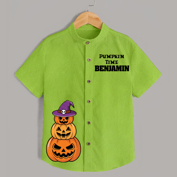 Pumpkin Time Shirt | Custom Kids Shirt for Spooky Fun - LIME GREEN - 0 - 6 Months Old (Chest 23")