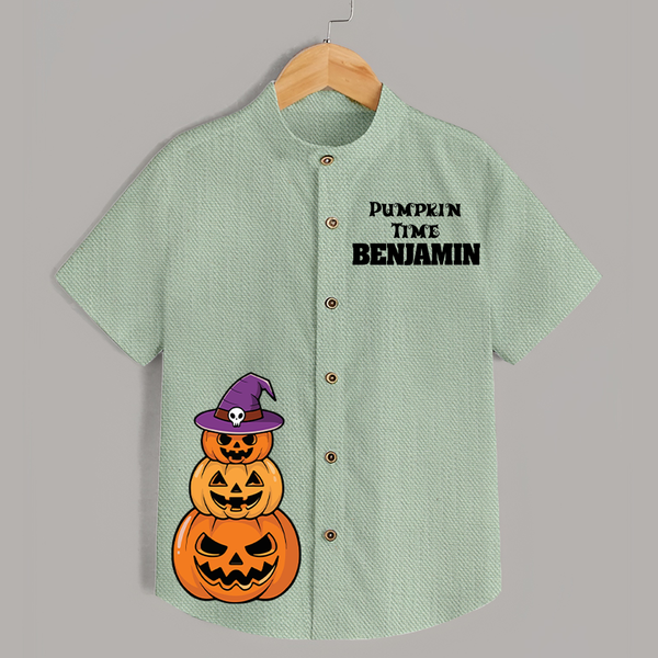 Pumpkin Time Shirt | Custom Kids Shirt for Spooky Fun - MINT GREEN - 0 - 6 Months Old (Chest 23")