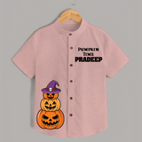 Pumpkin Time Halloween Print Kids Shirt  - PEACH - 0 - 6 Months Old (Chest 23")