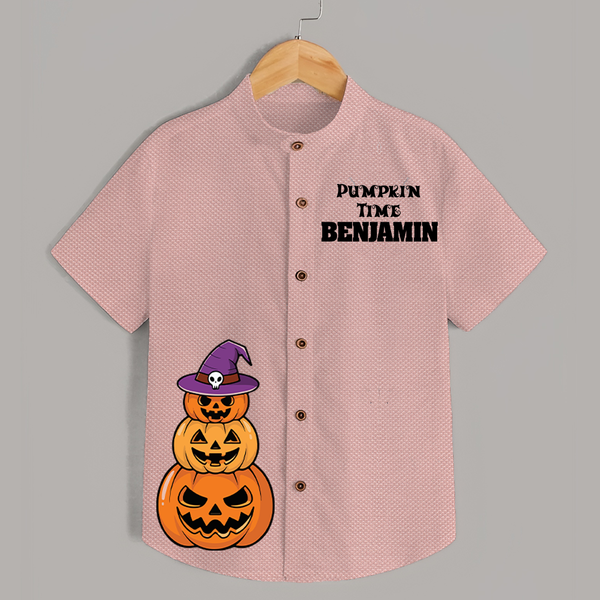 Pumpkin Time Shirt | Custom Kids Shirt for Spooky Fun - PEACH - 0 - 6 Months Old (Chest 23")