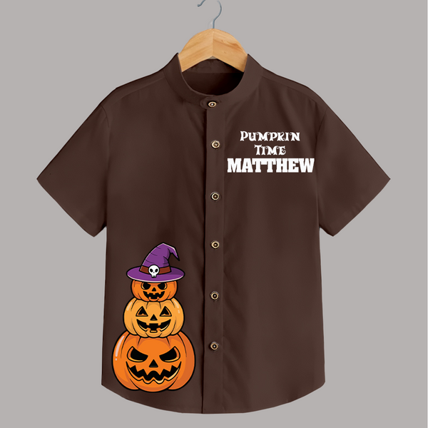 Pumpkin Time Shirt | Custom Kids Shirt for Spooky Fun - CHOCOLATE BROWN - 0 - 6 Months Old (Chest 23")