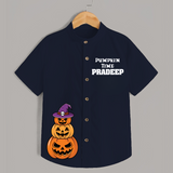 Pumpkin Time Halloween Print Kids Shirt  - NAVY BLUE - 0 - 6 Months Old (Chest 23")