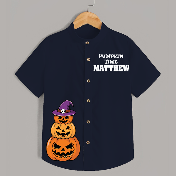 Pumpkin Time Shirt | Custom Kids Shirt for Spooky Fun - NAVY BLUE - 0 - 6 Months Old (Chest 23")