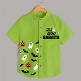 Hey Boo Ghost & Bat Print Kids Shirt  - LIME GREEN - 0 - 6 Months Old (Chest 23")