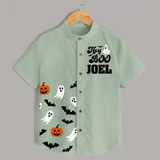 Hey Boo Shirt | Personalized Kids Shirt for Halloween Celebration - MINT GREEN - 0 - 6 Months Old (Chest 23")