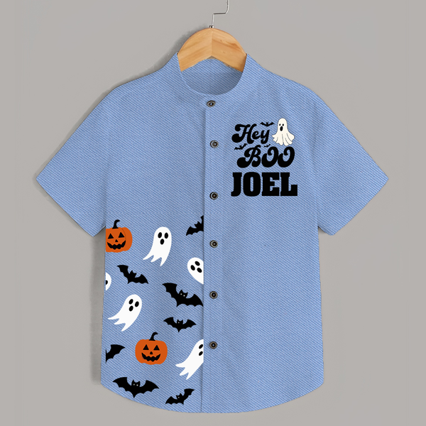 Hey Boo Shirt | Personalized Kids Shirt for Halloween Celebration - SKY BLUE - 0 - 6 Months Old (Chest 23")