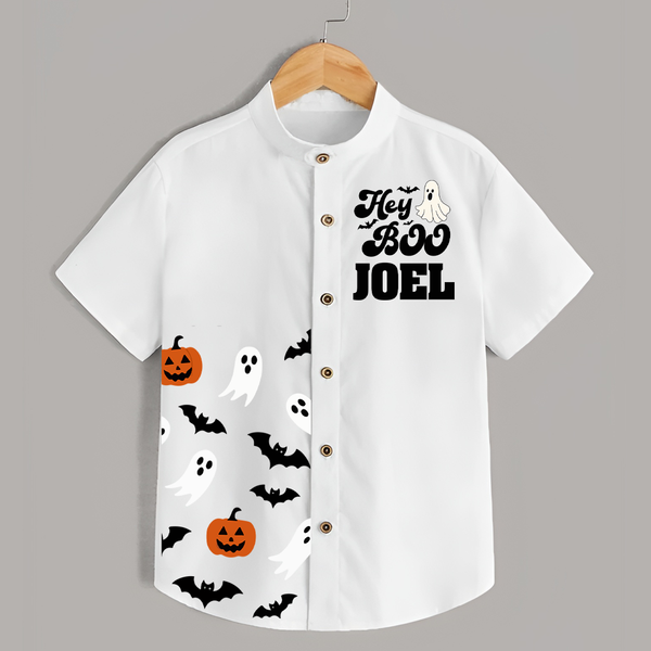 Hey Boo Shirt | Personalized Kids Shirt for Halloween Celebration - WHITE - 0 - 6 Months Old (Chest 23")