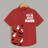 Hey Boo Shirt | Personalized Kids Shirt for Halloween Celebration - RED - 0 - 6 Months Old (Chest 23")