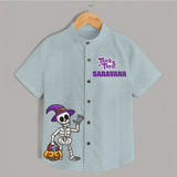 Trick Or Treat Skeleton Print Kids Shirt  - ARCTIC BLUE - 0 - 6 Months Old (Chest 23")