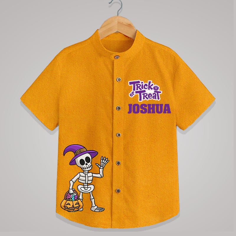 Trick or Treat Shirt | Custom Kids Shirt for Festival Fun - CHROME YELLOW - 0 - 6 Months Old (Chest 23")