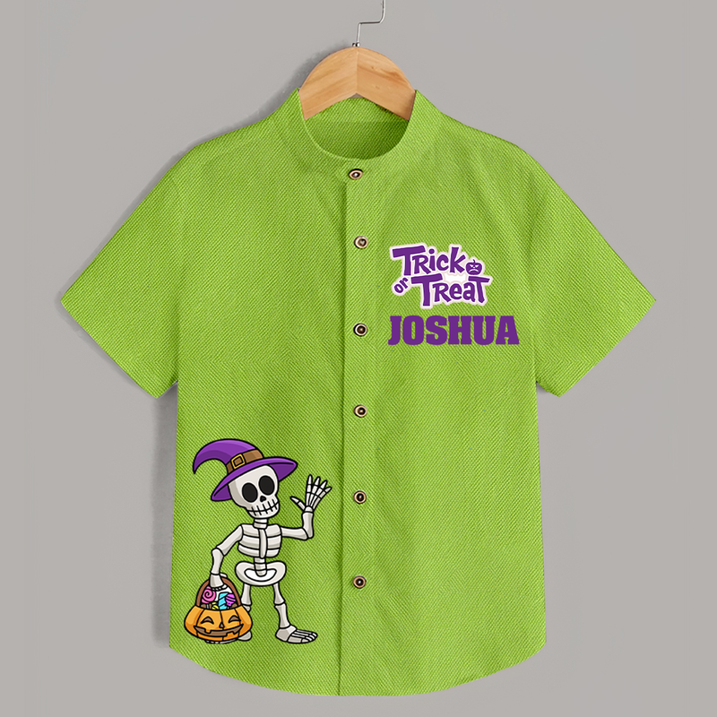 Trick or Treat Shirt | Custom Kids Shirt for Festival Fun - LIME GREEN - 0 - 6 Months Old (Chest 23")