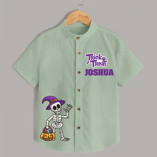 Trick or Treat Shirt | Custom Kids Shirt for Festival Fun - MINT GREEN - 0 - 6 Months Old (Chest 23")