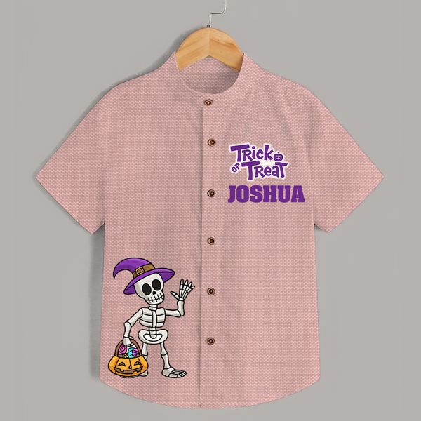 Trick or Treat Shirt | Custom Kids Shirt for Festival Fun - PEACH - 0 - 6 Months Old (Chest 23")