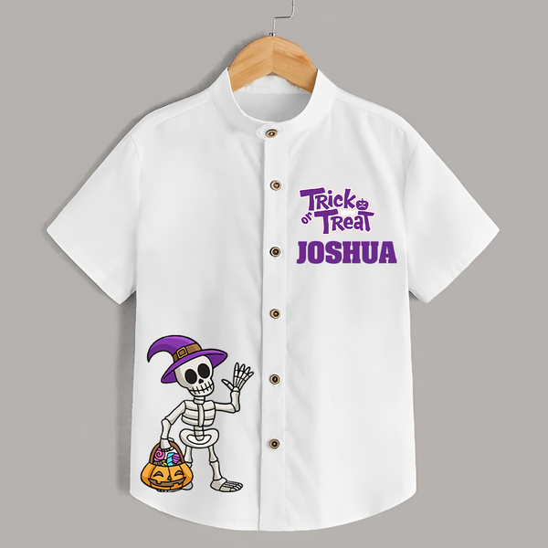Trick or Treat Shirt | Custom Kids Shirt for Festival Fun - WHITE - 0 - 6 Months Old (Chest 23")