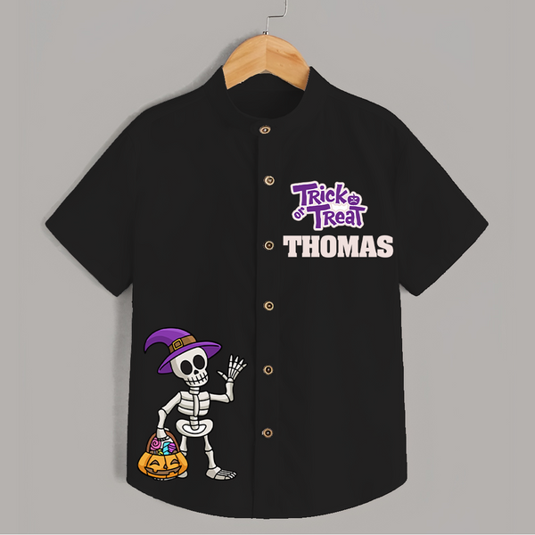 Trick or Treat Shirt | Custom Kids Shirt for Festival Fun - BLACK - 0 - 6 Months Old (Chest 23")