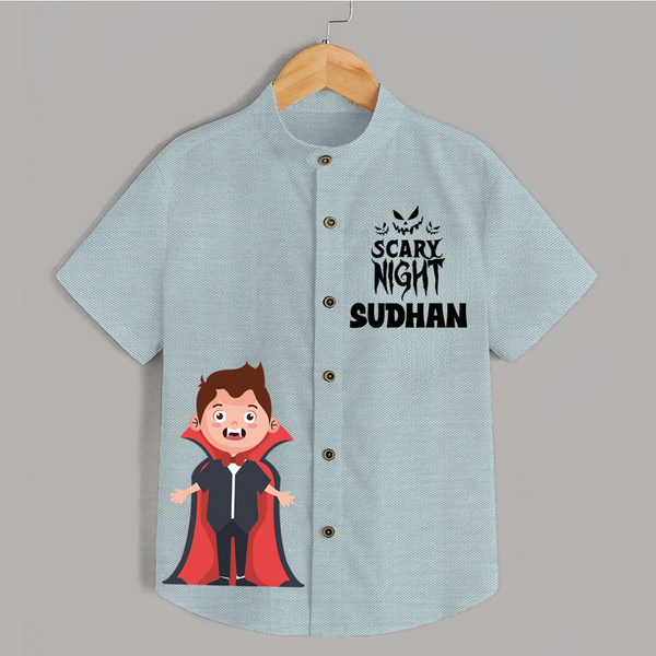 Scary Night Vampire Print Kids Shirt  - ARCTIC BLUE - 0 - 6 Months Old (Chest 23")