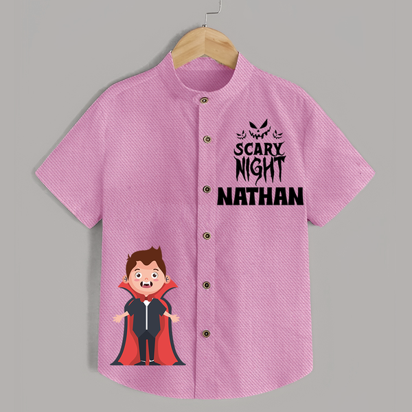 Scary Night Shirt | Personalized Kids Shirt for Halloween Festivities - BABY PINK - 0 - 6 Months Old (Chest 23")